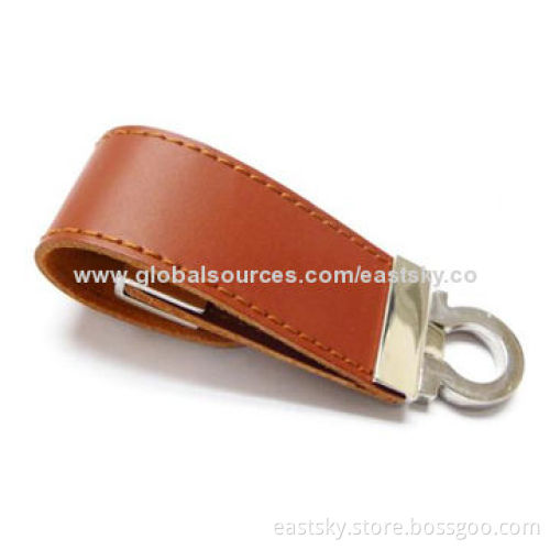 Leather Pen Drive ESU-L03, Cheap Price with Leather Case, Warranty Free for 2 Years, 64MB to 32GB
